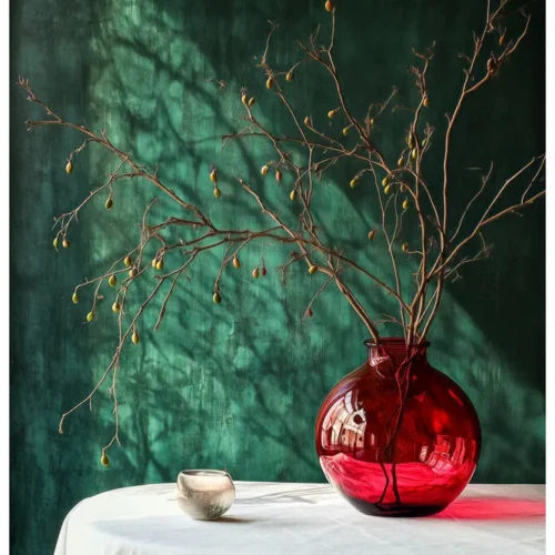 Quiet Flowers No.07 - Crimson Against Emerald