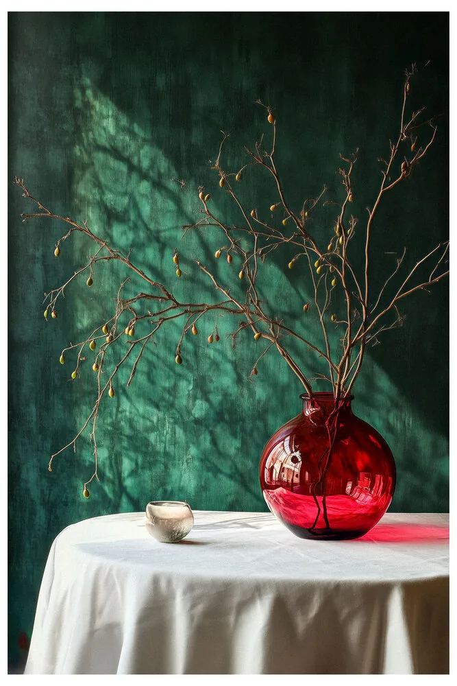 Quiet Flowers No.07 - Crimson Against Emerald